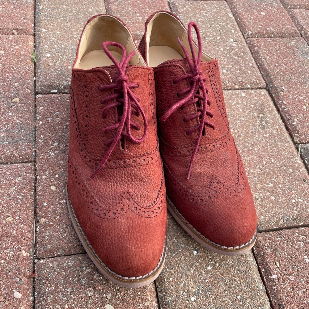 Cole Haan Alisa Suede Burgundy Oxford Shoes Size 7